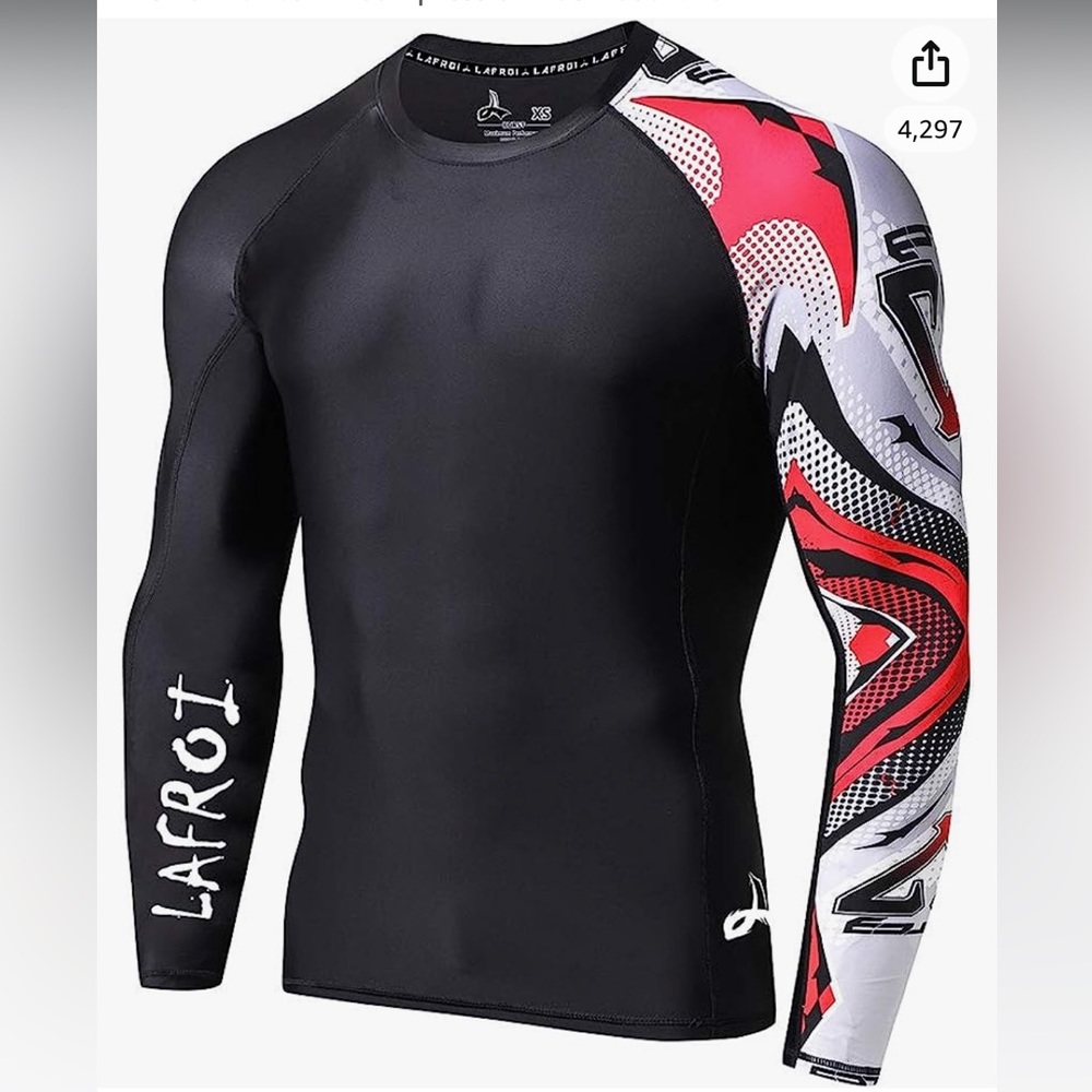 Lafroi | Long Sleeve UPF 50+ Base-layer Performance Fit Compression Rash Guard - Picture 2 of 5